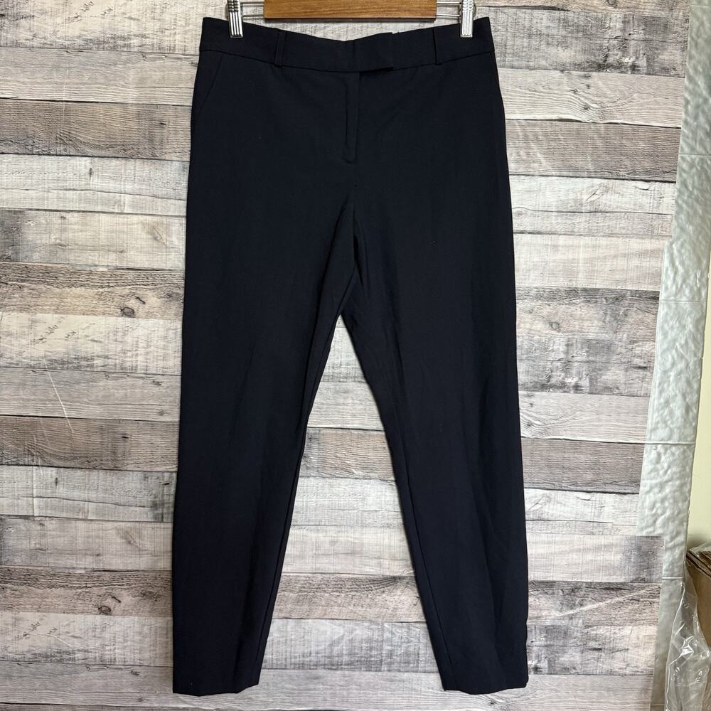 Veronica Beard Trousers Women 10 Navy Blue Wool Blend Slim Tapered Dress Pants